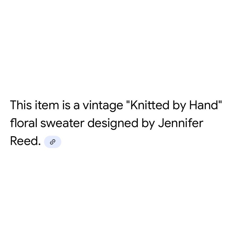 Jennifer Reed Vintage Knitted by Hand Floral Ramie Cotton Sweater Women's S - Picture 7 of 7